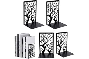 TAGMEIU Book Ends for Shelves, Metal Bookends, Heavy Duty Book Stopper, Black L-Shaped Bookend, Ideal for Home Office School Library (2 Pair)