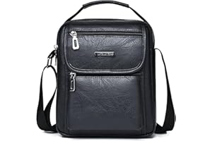 Vologle Men's Shoulder Bag PU Leather Messenger Bag Business Crossbody Manbag Casual Handbags Side Satchel Travel Flight Sport Bags for Men Working Shopping Travel Daily