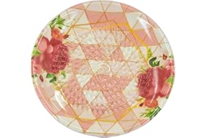 Kaladia Assiette à râper en céramique - Idéale pour le gingembre, le parmesan, etc. - Rose avec fleur rose - Diamètre : 12 cm - Fabriquée et peinte à la main - Fabriquée en Espagne