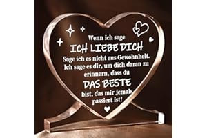 ‎JURATAR Ich Liebe Dich Geschenke, Jahrestag Geschenk für Ihn und Sie, Herzförmiges Acryl Heimat Dekoration Hochzeitstag Geschenke, Liebes Geschenk für Sie, Ehefrau Geschenk Geburtstag oder Weihnachten