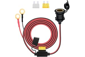 EIAIGKY Presa Accendisigari Auto Femmina 12V/24V Impermeabile con Cavo Prolunga 1M 14AWG e Fusibile da 20A per Auto Barca Moto Camper Protezione Cortocircuito e Surriscaldamento con 2 Fusibili di Ricambio