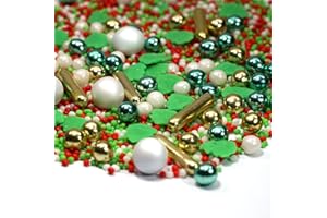 MYSPRINKLES 90g STREUSEL GLÜCK Saupoudrage de sucre SANTA CLAUS Mix Sprinkles - Saupoudrage parfait pour Noël Biscuits Tarte Gâteau Cupcakes Muffins Cakepops, Vert