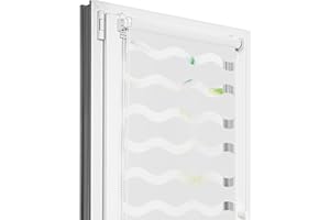 Estika Estor Enrollable Ondulado Klemmfix sin taladrar - 90 cm x 220 cm - Blanco - Estor dúo día y Noche, protección Solar y privacidad