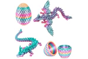 DTGECD 3pcs 3D Printed Dragon, Fidget Egg Toy, Easter 3d Printed Dragon And Egg Creative Model Toy For Christmas Easter Birthdays And Holiday Decorations