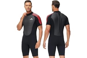 Owntop Shorty - Traje de neopreno para hombre y mujer, 3/2 mm, con cremallera trasera, para buceo, surf, natación, deportes acuáticos