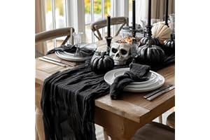 Artoid Mode Boho czarna gaza na Halloween, gaza, 300 cm, bieżnik na stół, tkanina sezonowa, kuchnia, jadalnia, świąteczna dekoracja stołu, na imprezę domową