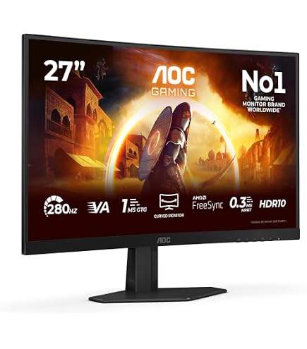 AOC Gaming C27G2ZE - 27 Inch FHD Curved Monitor, 240Hz, 0.5ms, VA