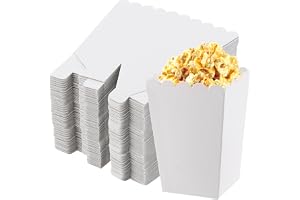 CHEUKYIU 80 påsar popcorn vit liten popcornlåda popcornbehållare popcornbehållare, snackspåsar, popcorn, godis på fester, film och