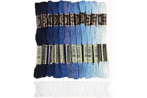 DERAYEE 14 Couleurs Fil Broderie Point de Croix Bleu avec Carte, Kit Bracelet Brésilien, Coton, Fournitures de Loisirs Créatifs 8M
