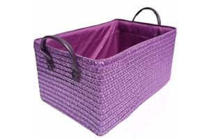 TOPFURNISHING Neon Bright Colours Toys Kitchen Cupboard Storage Basket + Handle Hamper basket[Purples,SMALL 26.5x18x14.5cm]