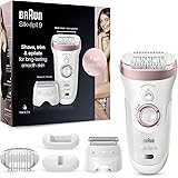 Braun Silk-épil 9 Depilatore Donna, Epilatore Elettrico Donna con Testina Radente e Rifinitore, Tecnologia MicroGrip, Cappucc