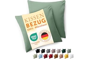 Blumtal Fundas de Almohada 60x60 cm (Juego de 2) - Fundas de cojín de Microfibra para sofá con Cierre de Sobres, Extra Suaves y Lavables, Certificado Oeko-Tex - Verde