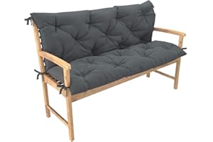 ‎CHILLY PILLEY chilly pilley Bankkissen Relax Palettenkissen mit Rückenlehne Gartenschaukelkissen mit Nähten Gesteppt Gartenkissen Garten Kissen Sitzpolster Hollywoodschaukel (110x50x50, Grau)