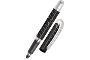 Online Pluma estilográfica ergonómica de estilo negro para la escuela/universidad, punta media sólida, parte de agarre suave para cartuchos de tinta estándar recargables, ideal para principiantes,