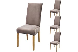 SUKAIKEQA Dehnbarer Stuhlbezug, Hochstuhlbezug, Bürostuhlbezug, (Satz 4/6/8 Stück mit Rückenlehne), geeignet für Wohnzimmer, Küche, Party und Hotel (4, Champagner)