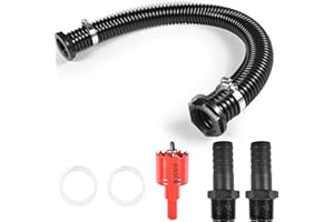 Newtic Kit de Raccordement pour Tonneau de Pluie, Recuperateur d Eau de Pluie,Tuyau de Raccordement avec Tuyau de Raccordement de 50 cm et 2 Tuyaux de 25 mm avec Contre-écrou