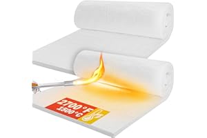 XARILK Manta aislante de fibra de cerámica, 1500 ℃/1,482.2 °C, aislamiento ignífugo para lavavajillas, hornos, forjas, calderas, hornos de pizza y forja (61 x 40 x 2,54 cm/2 piezas)