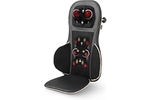 medisana MC 825 Podkładka masująca Shiatsu na plecy i szyję, fotel masujący z akupresurą, masaż szyi, funkcja ogrzewania, 3 intensywności, funkcja czerwonego światła, z pilotem, torba do przechowywania