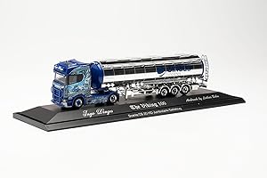 Herpa modello di camion Scania CS 20 HD Jumbotank semirimorchio Ingo Dinges in scala 1:87, pezzo da collezione, modello tedesco, statuetta plastica