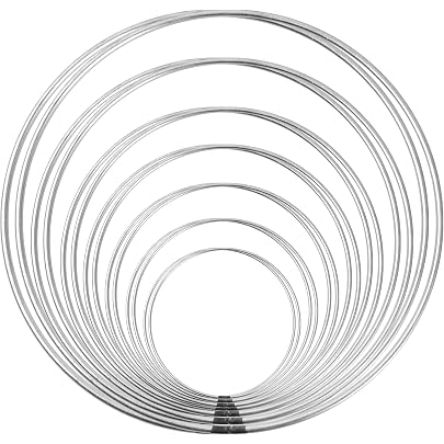 Set 9 Anelli In Metallo Per Fai-da-te - 3 Misure (20/25/30 Cm), Per Acchiappasogni, Ghirlande, Decorazioni, Argentato