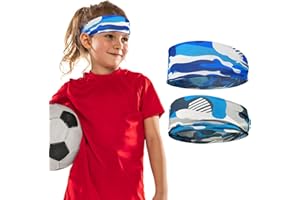 REEKNOKOL Fascia sportiva per bambini, 2 pezzi Fascia elastica per ragazzi Fascia per capelli assorbente per lo sport per ragazzi Fasce per bambini per basket Calcio Capelli Sudore