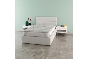 ITALIAN BED LINEN Aloe topper alcochado con bandas de goma,85x195cm,blanco