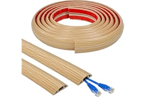 WEFHEF Passe Câble Sol 3x300x0.8 cm, Cache Câble Sol Auto-Adhésif en PVC, Goulotte Électrique Extérieur à Imitation Bois, Chemins de Câbles Électriques Flexible, pour Maison Bureau Entrepôt Garage