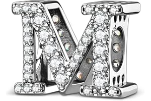 Aurevella 925 Charms di Lettere in Argento Sterling A-Z per Bracciale e Collana Ciondolo con Perline Iniziali Regalo per Signore Gioielli Fai da te