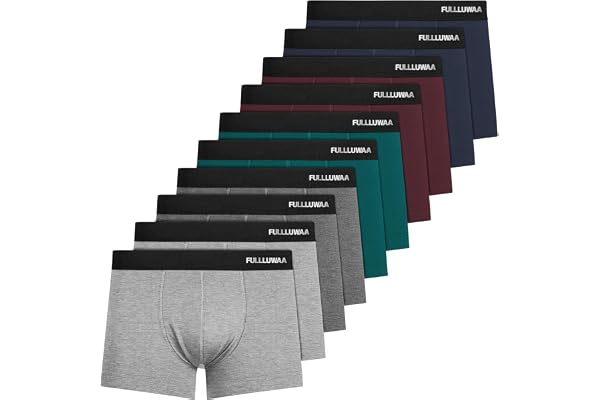 Fullluwaa Calzoncillos Hombre Boxer Pack de 10, Algodón, Suaves y Cómodos | Boxer Hombre Pack, Sin Etiquetas que Pican, Algodón Peinado Transpirable, Excelente Elasticidad, Corte 3D con Ajuste Ideal
