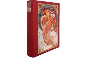 Álbum de sellos SAFE con 60 páginas en blanco y 10 tiras de papel cristal cada una - álbum de sellos de gran formato 230 x 305 mm con motivos nostálgicos en la portada para su colección (Rojo)
