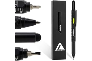 GIFTON Auners - Metal Multi Tool Pen - Ballpoint Stylus Ruler Spirit Level Screwdriver - Christmas Gifts for Men Him Father Dad Friend Stocking Filler Presents - Power Tool Box Kit