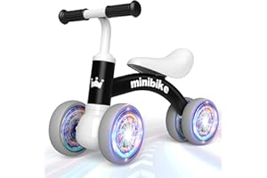 HAPPYGOLUCKY Bicicletta Bambini 1 2 Anni, Giochi Bambina Bicicletta Equilibrio con Quattro Ruote Illuminate, Gioco Bambino Regalo Bambina Regalo di Primo Compleanno Natale