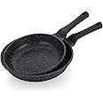 Prestige Essentials Granite Non Stick Set Combo | 24cm + 28CM Fry Pan Set | Induction Cookware Set 2 Pieces - Black