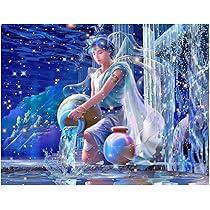 ABEUTY Kit per diamond painting 5D fai da te, con segno zodiacale Pesci, kit per pittura con diamanti (pesci