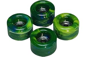 SPITBOARDS Fingerboard Urethane Swirl Wheels 60D with Real Ball Bearings Professional CNC Quality - Swirl Grass