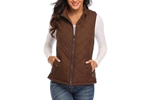 Wudodo Gilet Duvet Femme Ultra Chaud Veste sans Manche Col Roulé Grande Taille Hiver Doudoune