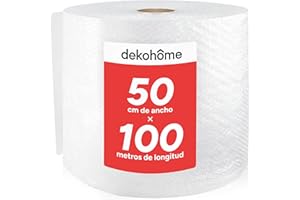 Dekohome Rollo Plastico Burbujas Embalaje, 50cm Ancho y 100m longitud. Papel burbuja perfecto para Objetos Frágiles, Mudanzas, Embalajes y Envíos