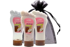 VIKINGTREAT Foot Soak, Scrub & Lotion Set – Foot Care Gift Set for Dry, Tired Feet | Exfoliating Foot Spa Kit for Feet Soak, Scrub & Pedicure Treatment | Home Spa Pamper Set for Women & Men – Coconut