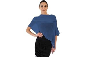 creazioni unique Poncho Bolardo de Mujer Elegante de Ceremonia o Noche - Poncho Mujer Verano y Primavera de Red de Viscosa Térmica con Esencia de Flor de Cerezo
