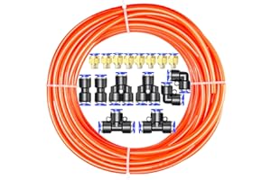 ERGAOBOY Kit de tubo de manguera de aire de poliuretano PU naranja 10M, 6 mm OD x 4 mm ID con 14 kits de conectores