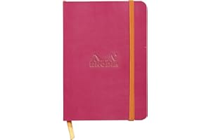 RHODIA 117312C - Carnet Souple Framboise - A6 - Ligné - 144 pages - Papier Clairefontaine Ivoire 90 g/m² - Marque-Page, Fermeture Élastique - Couverture Simili Cuir - Collection Rhodiarama