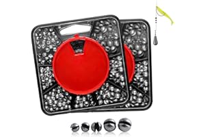 Wonjean Plomos Pesca,2 Cajas Plomos de Pesca Surfcasting Fishing Weights Plomada de Pescacon Caja de Almacenamiento, Plomo Pesca para Pescar con Peso Balsa (0,4g/0,5g/0,6g/0,8g/1g/1,2g/1,5g)