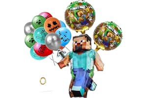 DIYOOISX Geburtstagsdeko Ballon set Geburtstagsdeko Jungen, Miner Gamer Theme Party Decoration Deko Geburtstag, Videospiel Geburtstagsdeko Luftballons für Kindergeburtstag