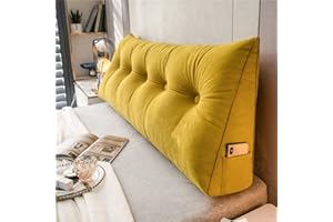 DMJLI-T Cuscino Schienale Letto E Divano Cuscino Cuneo Per Letto Premium Imbottito Cuscino Per Testiera Imbottita Cuscino Per Lettino Da Giorno Schienale Lettura Ad Angolo Triangolare (80×50×20cm, Giallo)