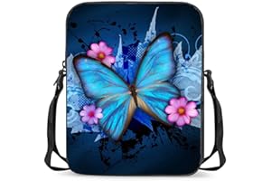 chaqlin Blue Butterfly Crossbody Bags for Women Party Purse Messenger Bags Kids Children Travel Shoulder Handbag