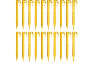 SYEYCW 20 Pièces Piquets de Tente en Plastique, Durables Piquets de Tente Spirale, Crochet de Piquet de Camping Jaune, 14.5cm Sardines Tente Camping, pour Auvents de Camping, Jardin
