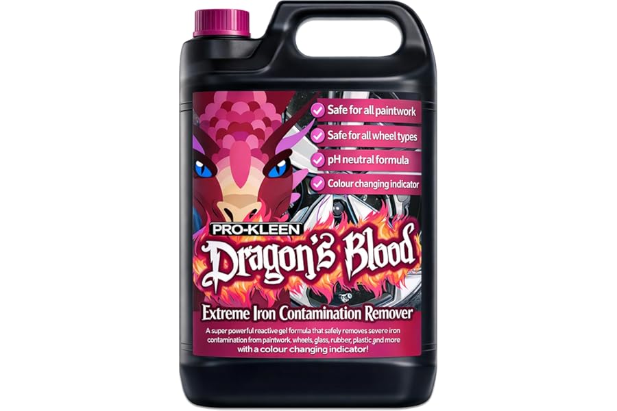 Pro-Kleen Dragon's Blood Extreme Fallout Remover 5L – Ultimate Iron Contamination Cleaner for All Wheel Types! Super Concentrated, pH Neutral Formula – Perfect for Alloy Rims, Paintwork, and Glass