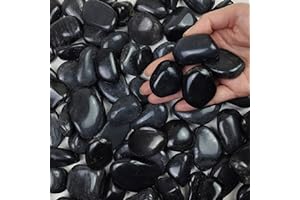 FANTIAN 2 lbs Black Pebbles for Garden, 30-50 mm Decorative Black Stones for Plants, Fish Tank Gravel, Vase Fillers and Fairy Garden. Aquarium Gravels for Fish Turtle Frog Tank