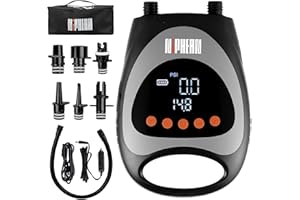 Niphean Pompa SUP, Pompa Elettrica ad Alta Pressione Da 20 Psi, Pompa Elettrica Sup con Autospegnimento e Connettore per Auto, Pompa per Gonfiabili e Sgonfiabili, Pompa Elettrica Portatile