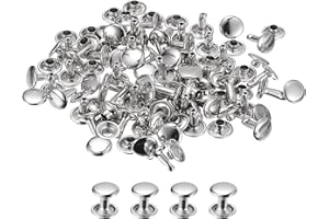 QUARKZMAN 100 Set di Rivetti in Pelle, Rivetti a Vite per Cuoio Chicago 12x12mm in Metallo per Riparazione Fai da Te di Artigianato Pelle Borse Cinture Scarpe, Tono Argento